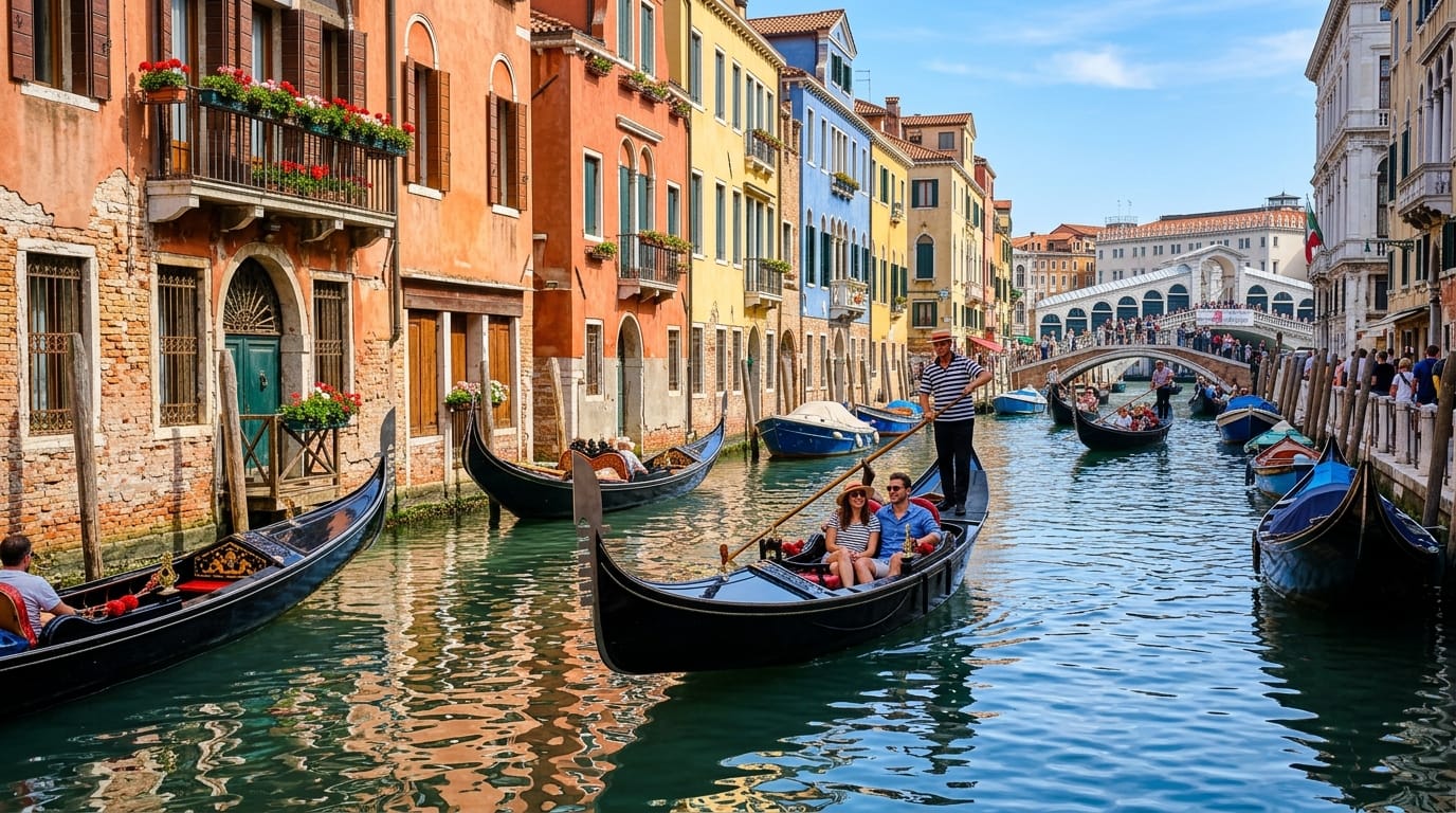 تكلفة السفر إلى إيطاليا 2026 - قنوات البندقية والجندول