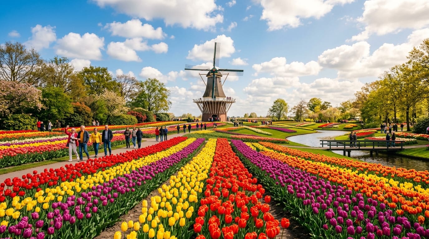 تكلفة السفر إلى هولندا 2026 حقول التيوليب كيوكنهوف