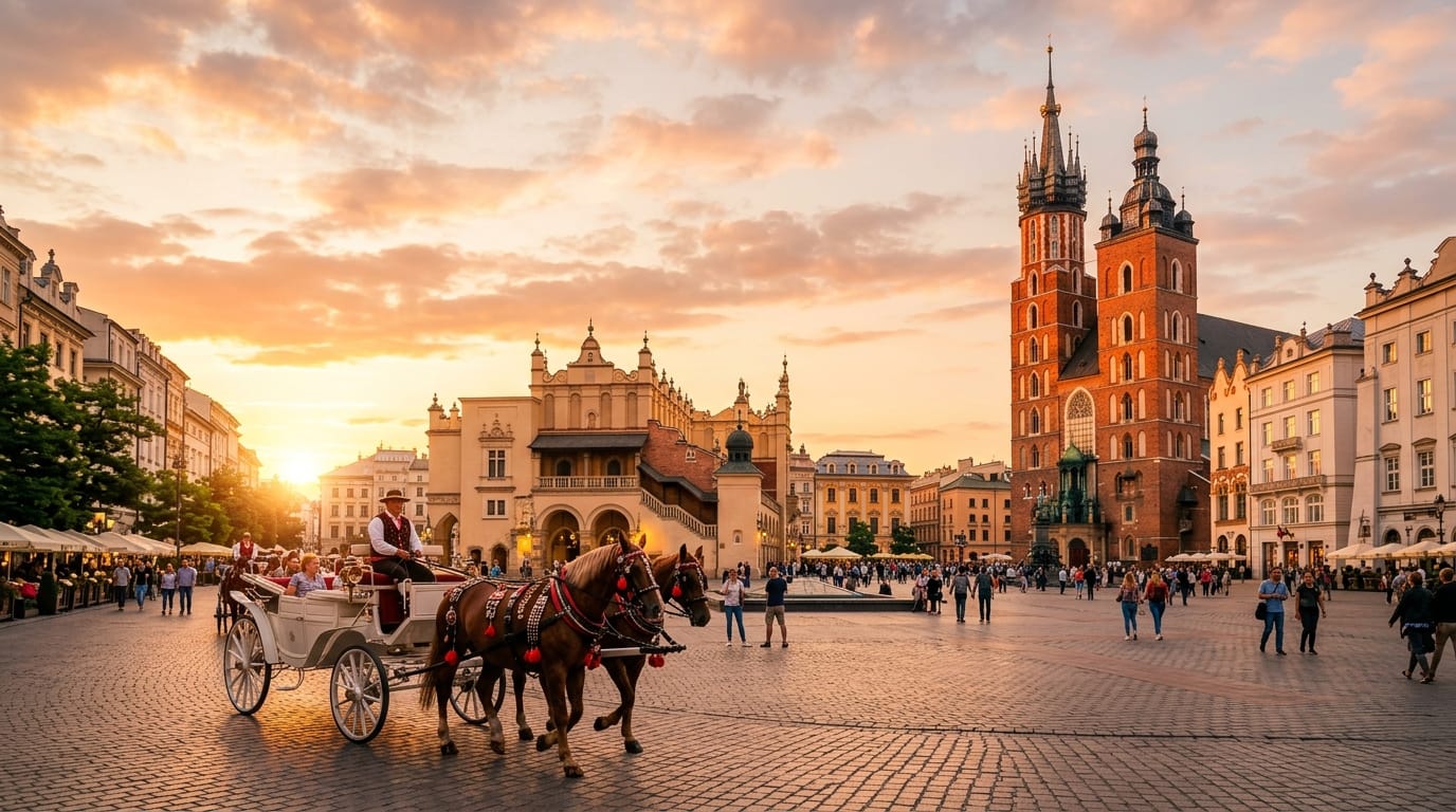 تكلفة السفر إلى بولندا 2026 ساحة كراكوف الرئيسية