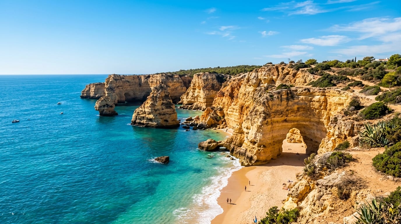 تكلفة السفر إلى البرتغال 2026 - شواطئ الغارف الساحرة مع الصخور الطبيعية