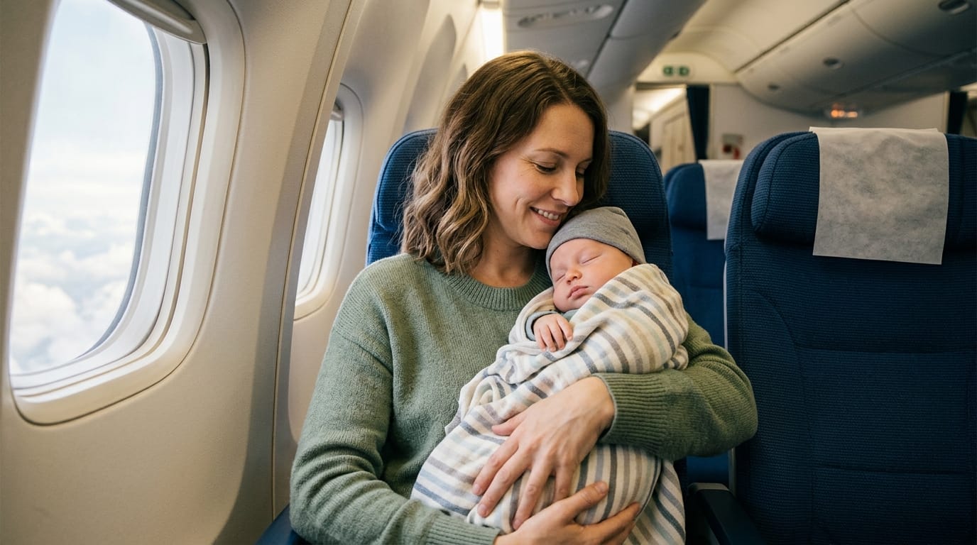 رضيع في الطائرة - السفر بالطيران مع الأطفال