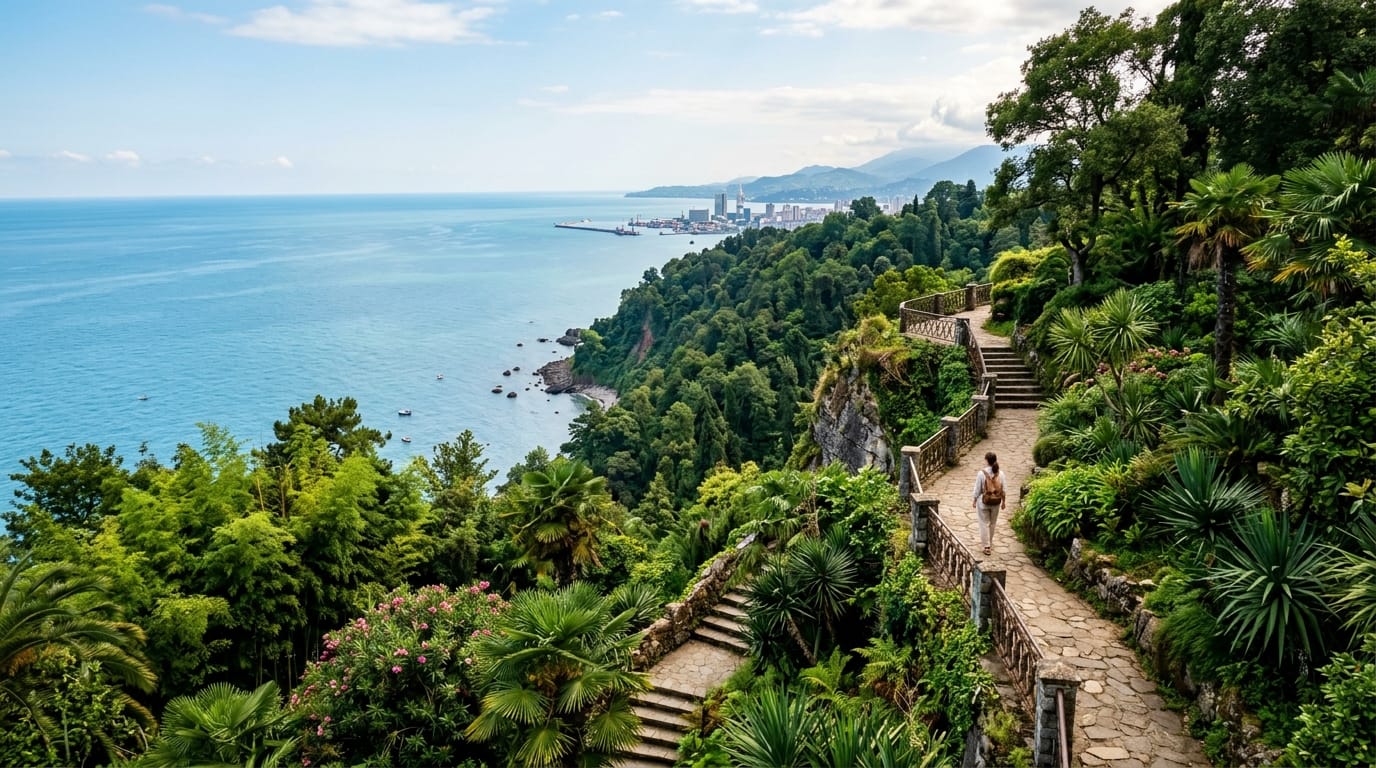 الحديقة النباتية باتومي جورجيا خضرة وطبيعة على البحر الأسود