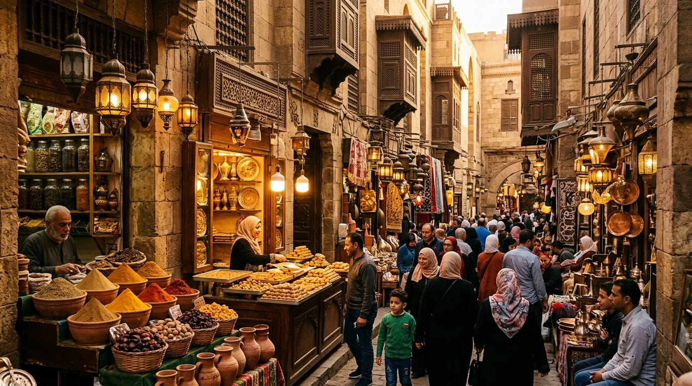 الأخوة المصرية السورية - خان الخليلي والبازار السوري