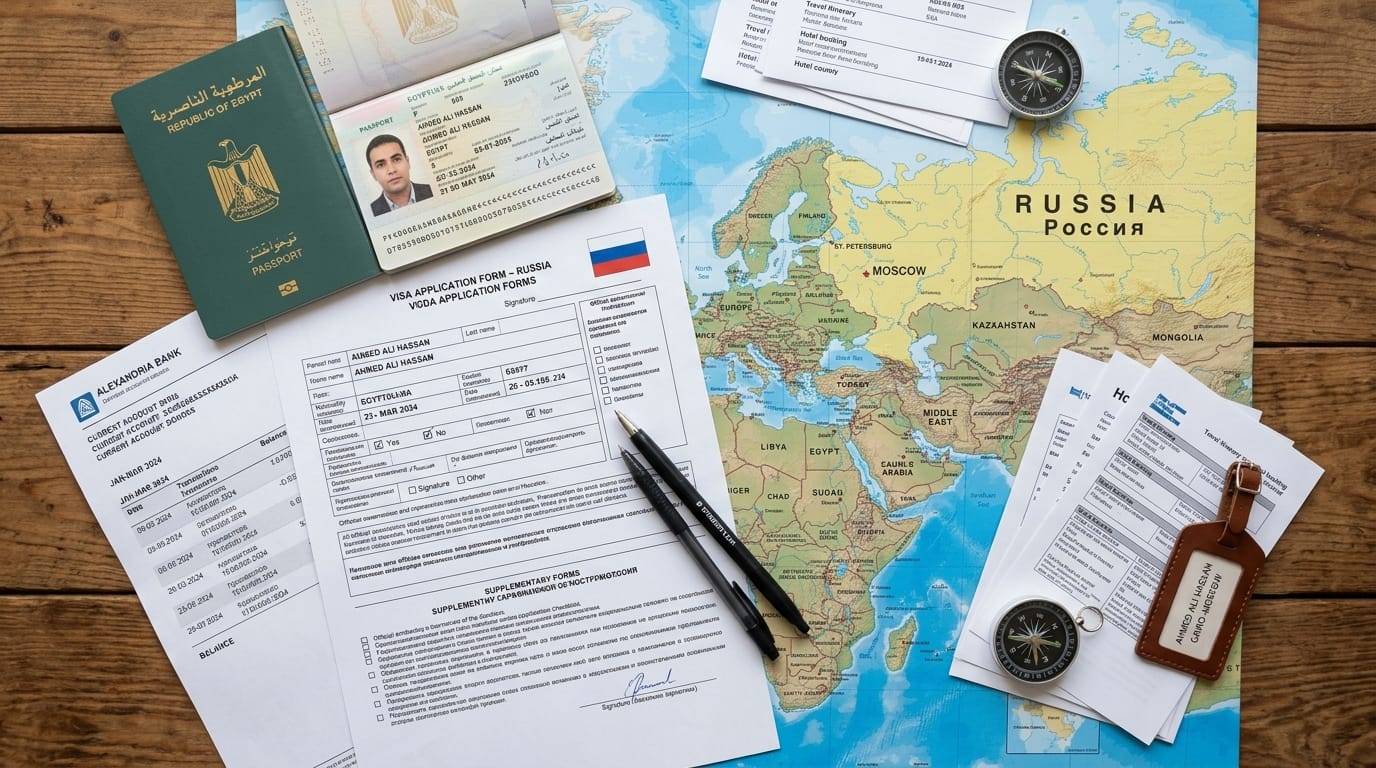 جواز السفر المصري وأوراق التقديم على فيزا روسيا 2026