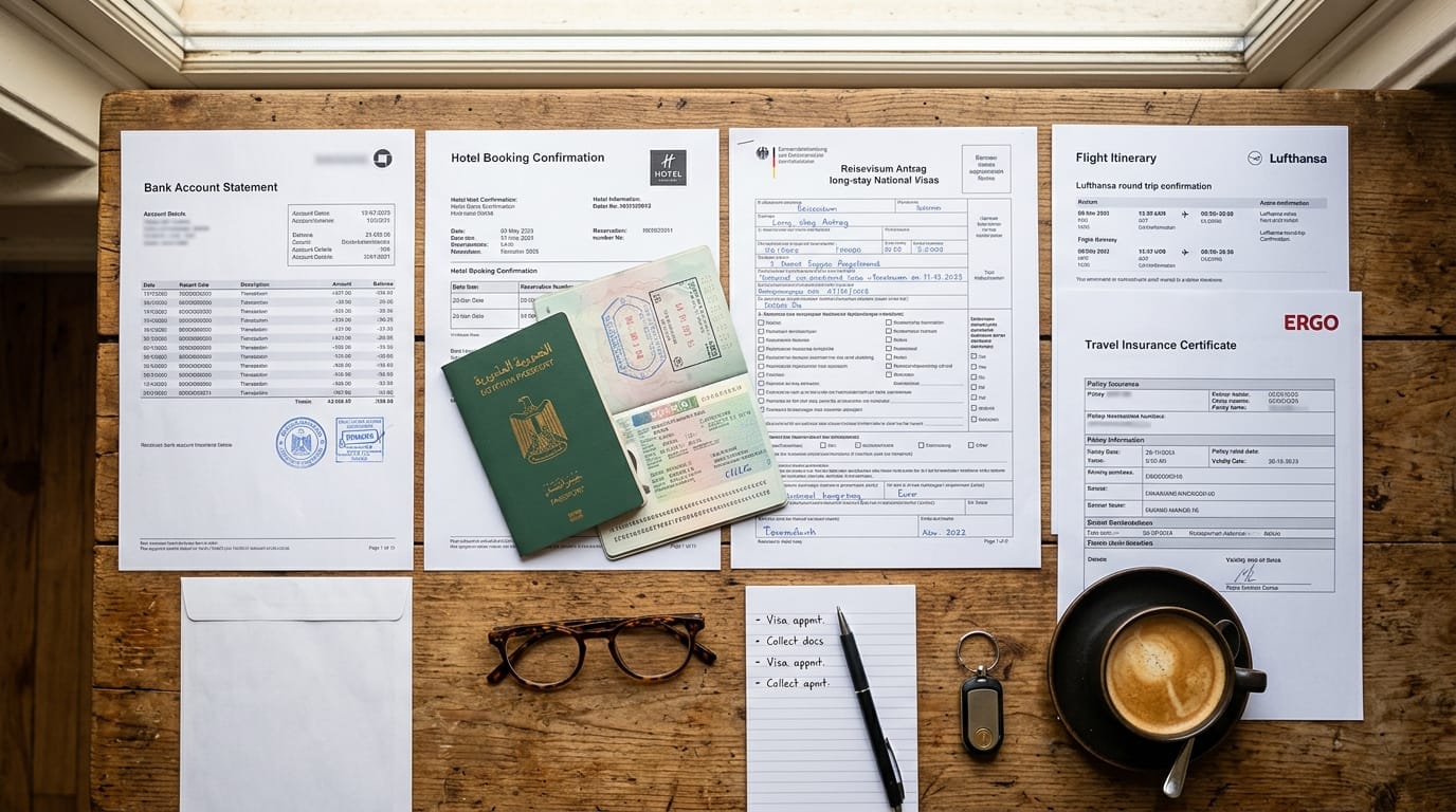 الأوراق المطلوبة لفيزا ألمانيا - جواز السفر المصري وكشف حساب بنكي وحجز فندق