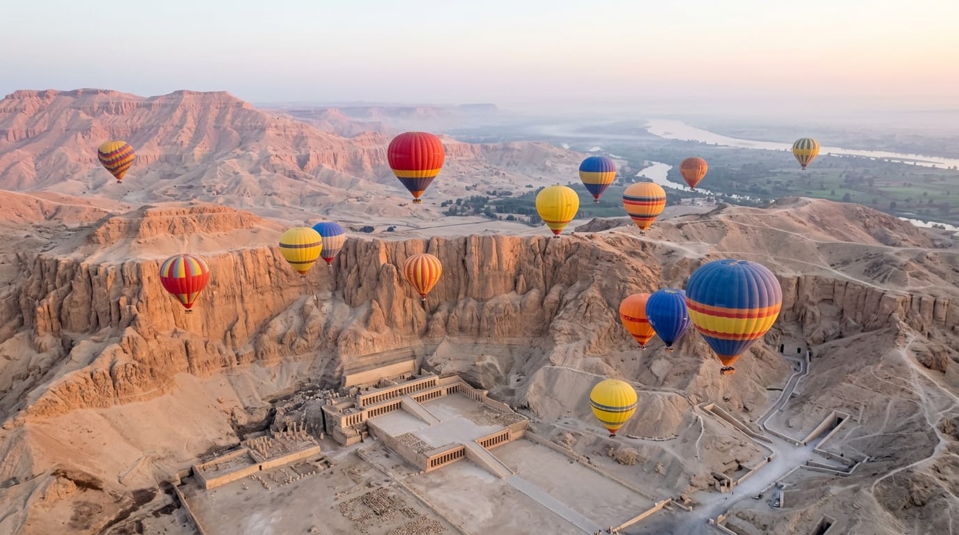رحلة بالون الهواء الساخن فوق وادي الملوك في الأقصر