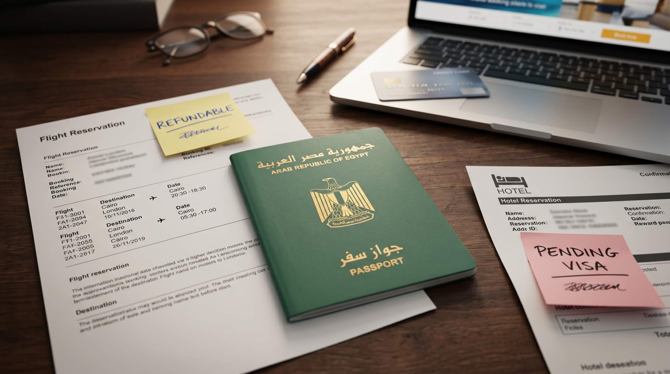 حجز الطيران والفندق للفيزا 2026 تخطيط