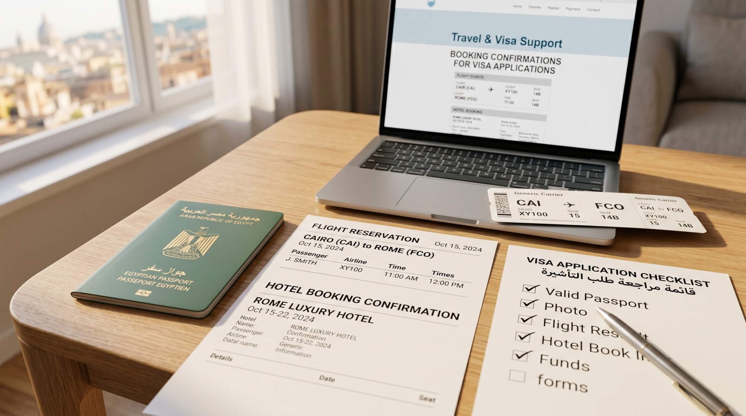 حجز الطيران والفندق للفيزا 2026