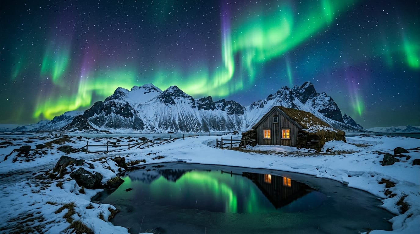 الشفق القطبي الأورورا في آيسلندا السفر لآيسلندا