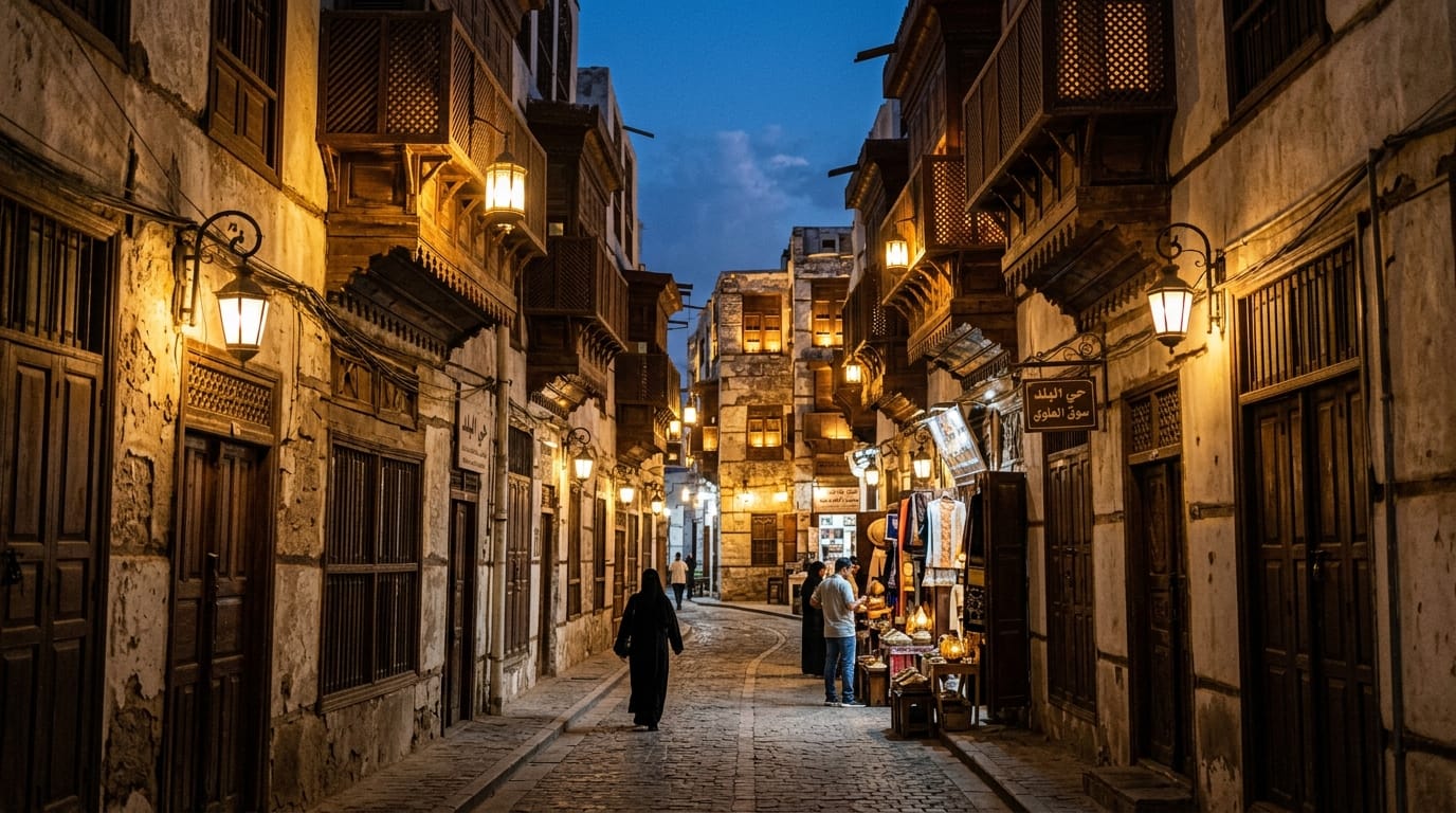 البلد القديمة في جدة - حي البلد التاريخي بالعمارة الحجازية والروشان