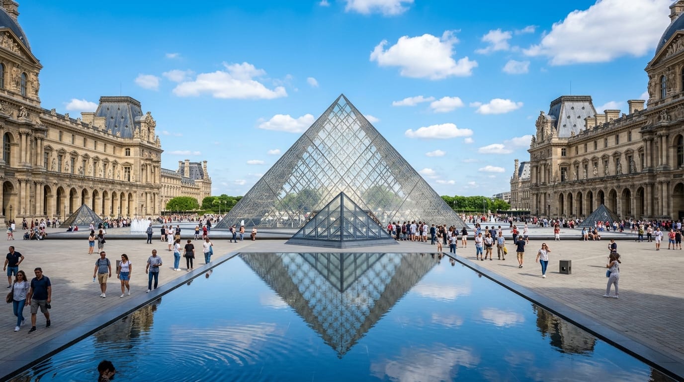 متحف اللوفر باريس فرنسا الهرم الزجاجي المشهور