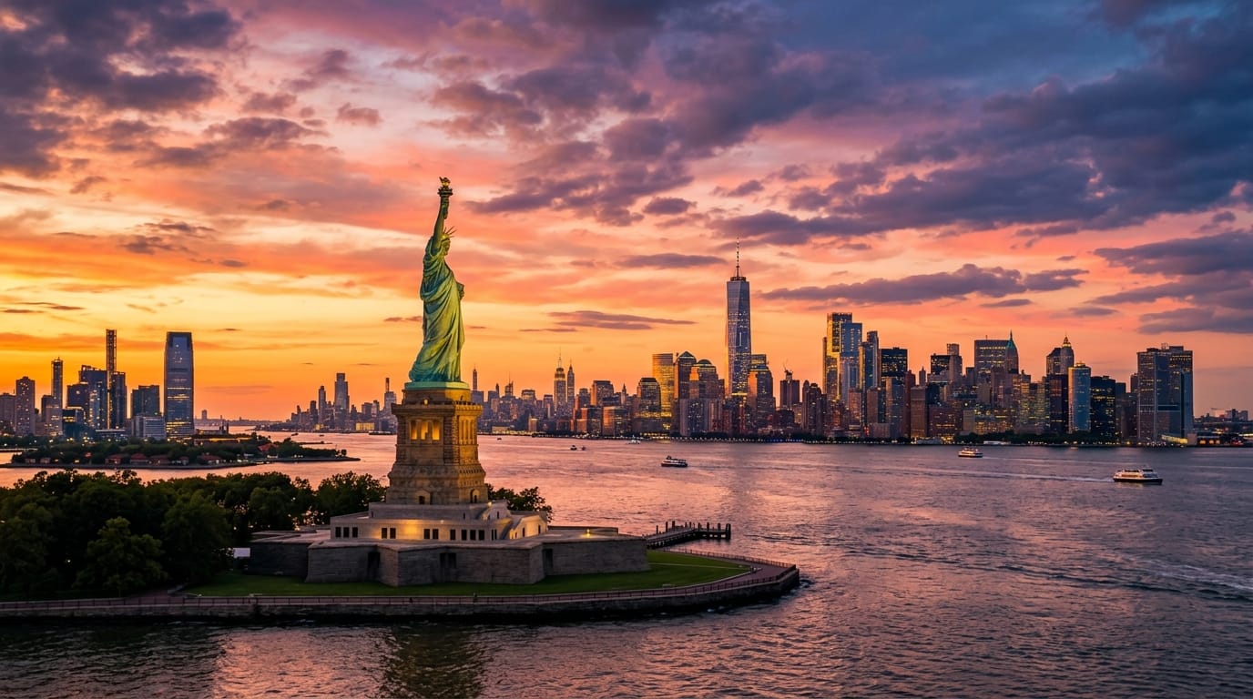 معالم أمريكا تمثال الحرية ومانهاتن نيويورك