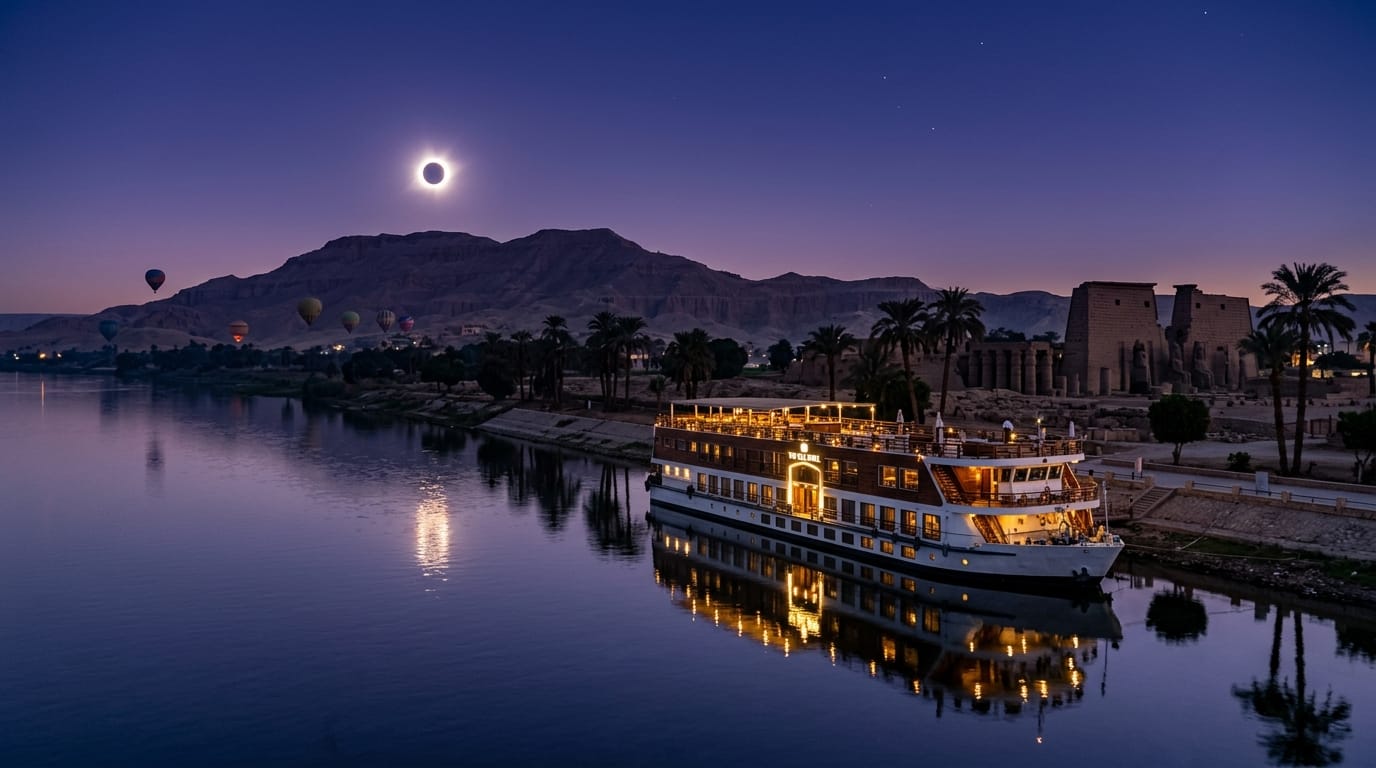 رحلة نيلية للأقصر ومراقبة الكسوف من على ظهر مركب