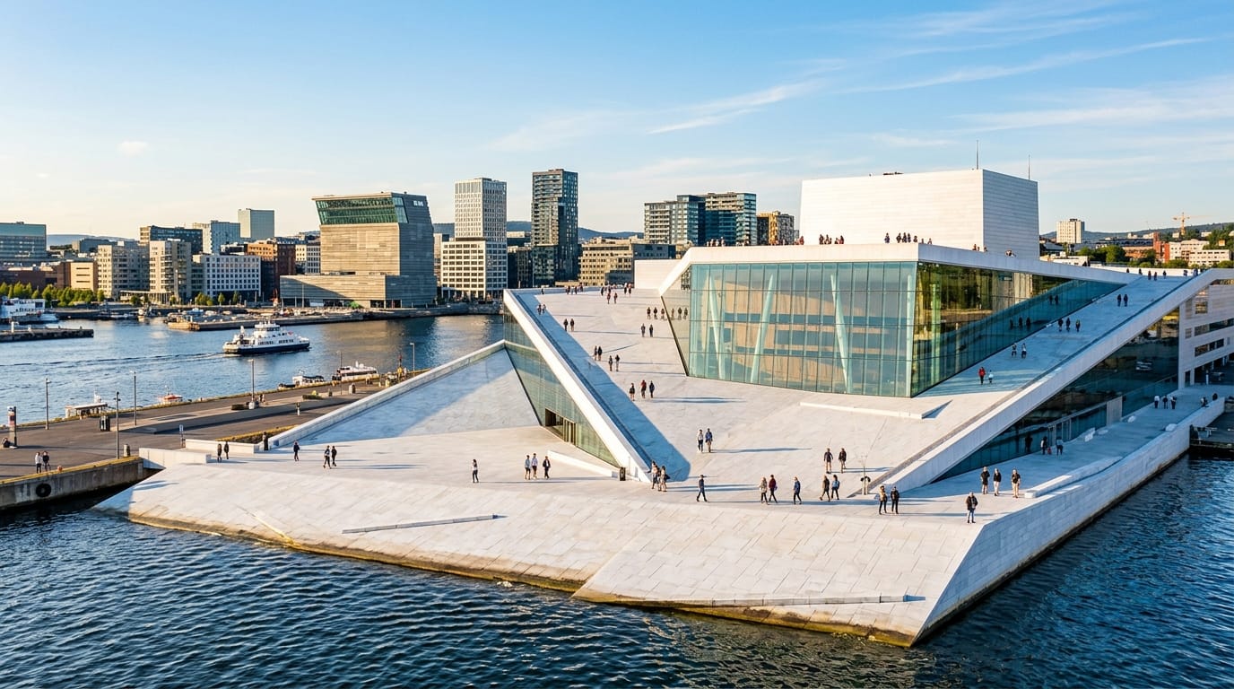 مدينة أوسلو عاصمة النرويج - دار الأوبرا والمناظر الحضرية