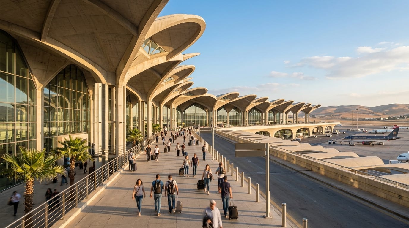 مطار الملكة علياء الدولي في عمان - وصول المصريين للأردن