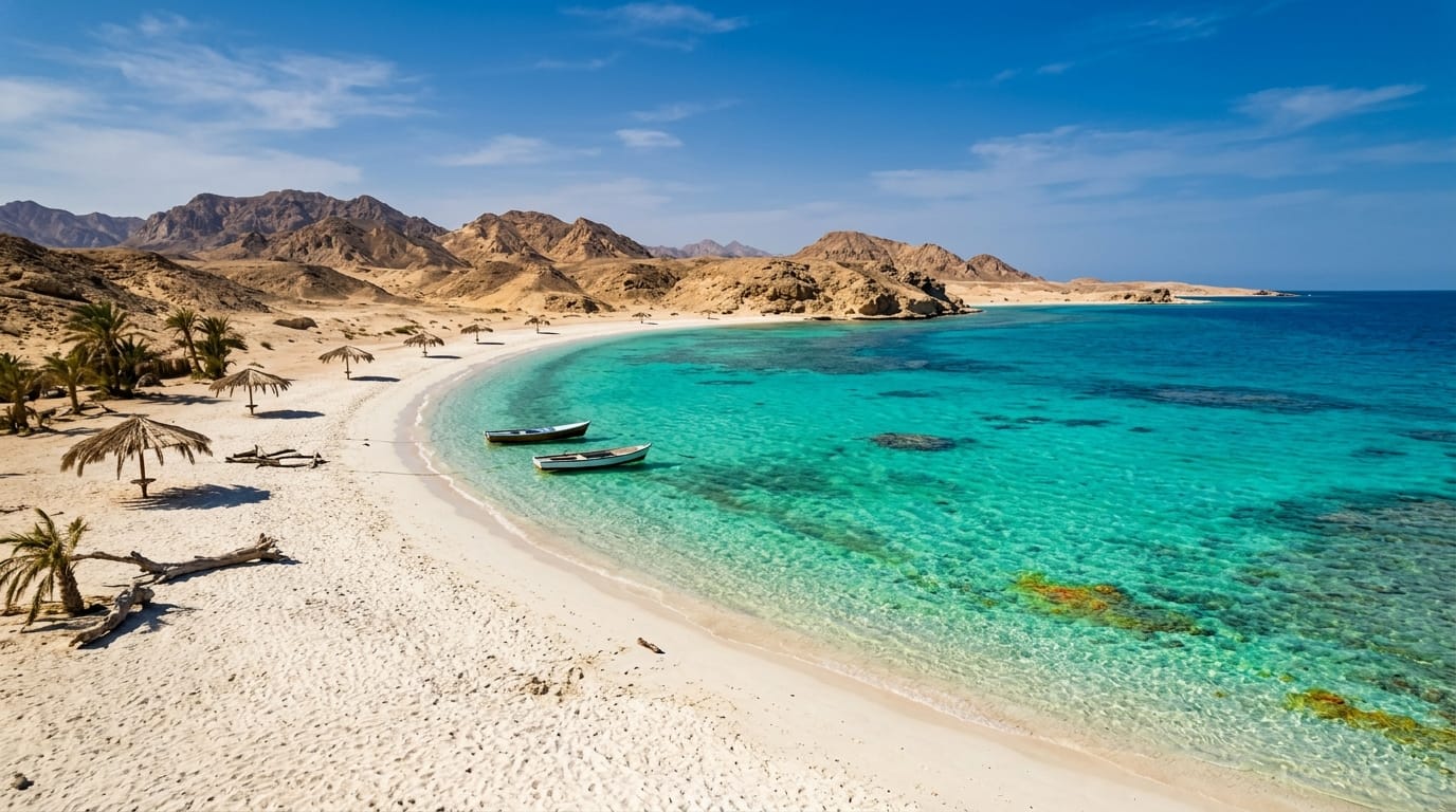 شاطئ شرم اللولي في مرسى علم بالمياه الفيروزية