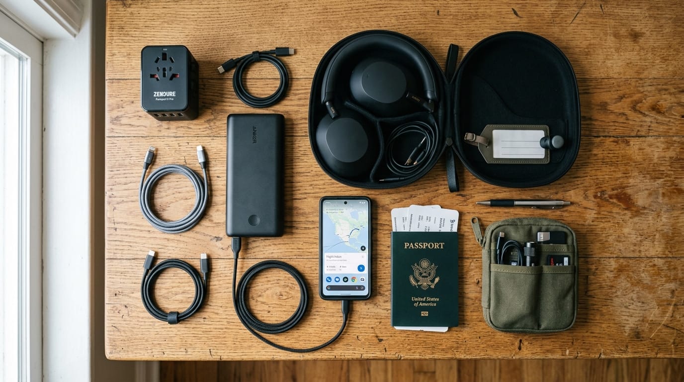 تجهيز حقيبة السفر الالكترونيات