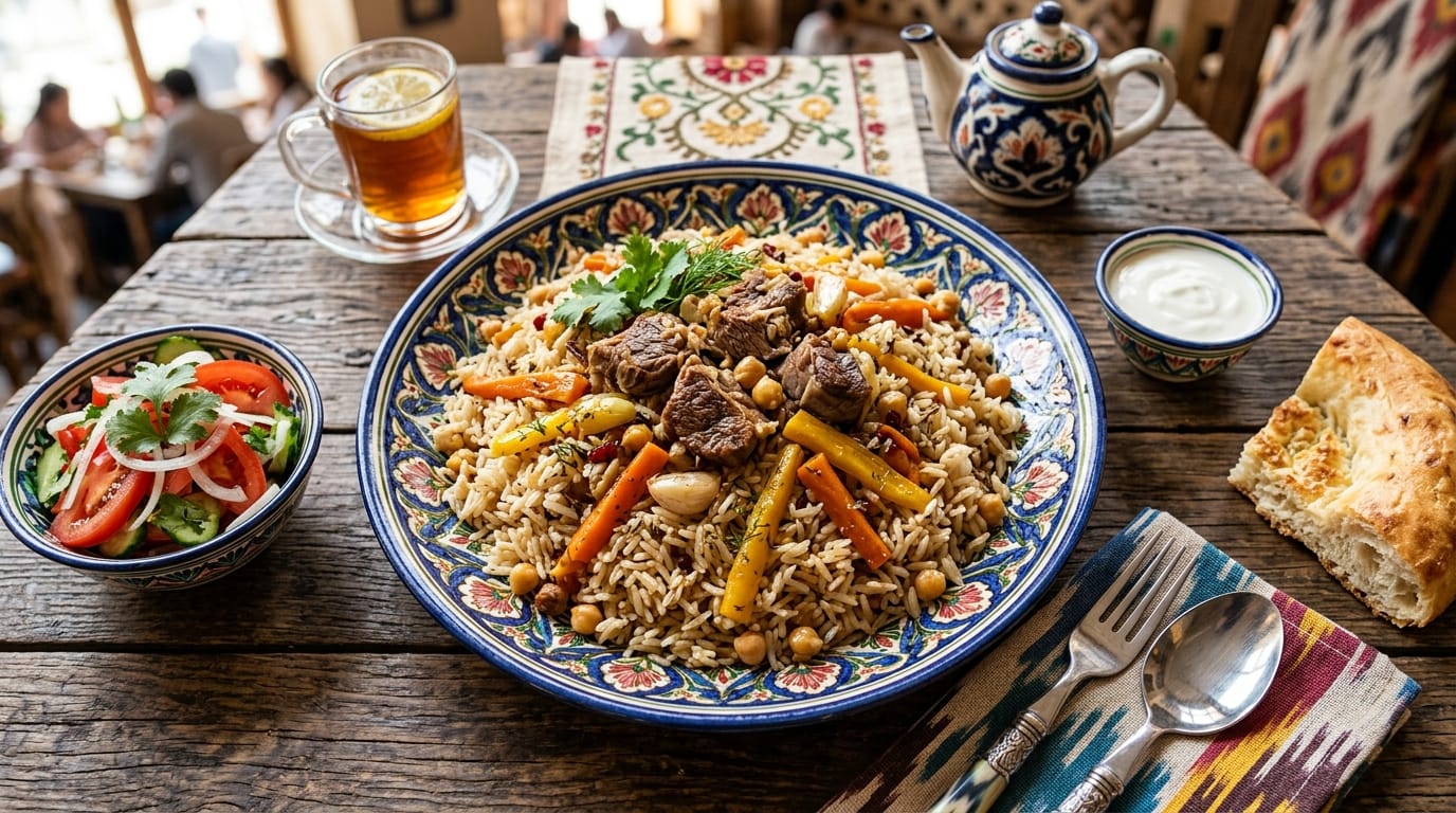 تكلفة السفر إلى أوزبكستان 2026 بلوف أوزبكي أكل حلال