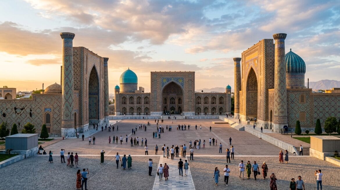 تكلفة السفر إلى أوزبكستان 2026 ميدان ريجستان سمرقند