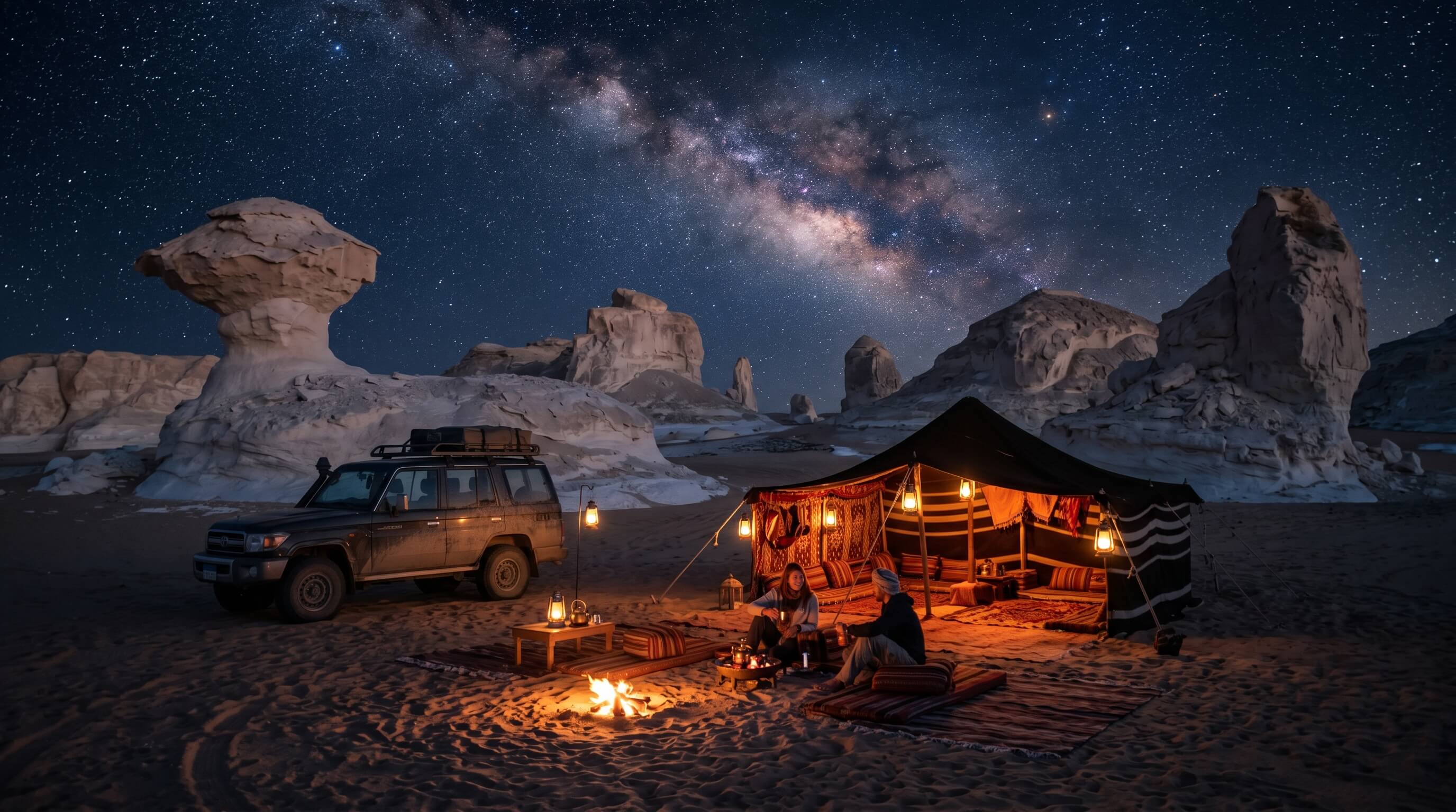 التخييم في الصحراء البيضاء في مصر 2026