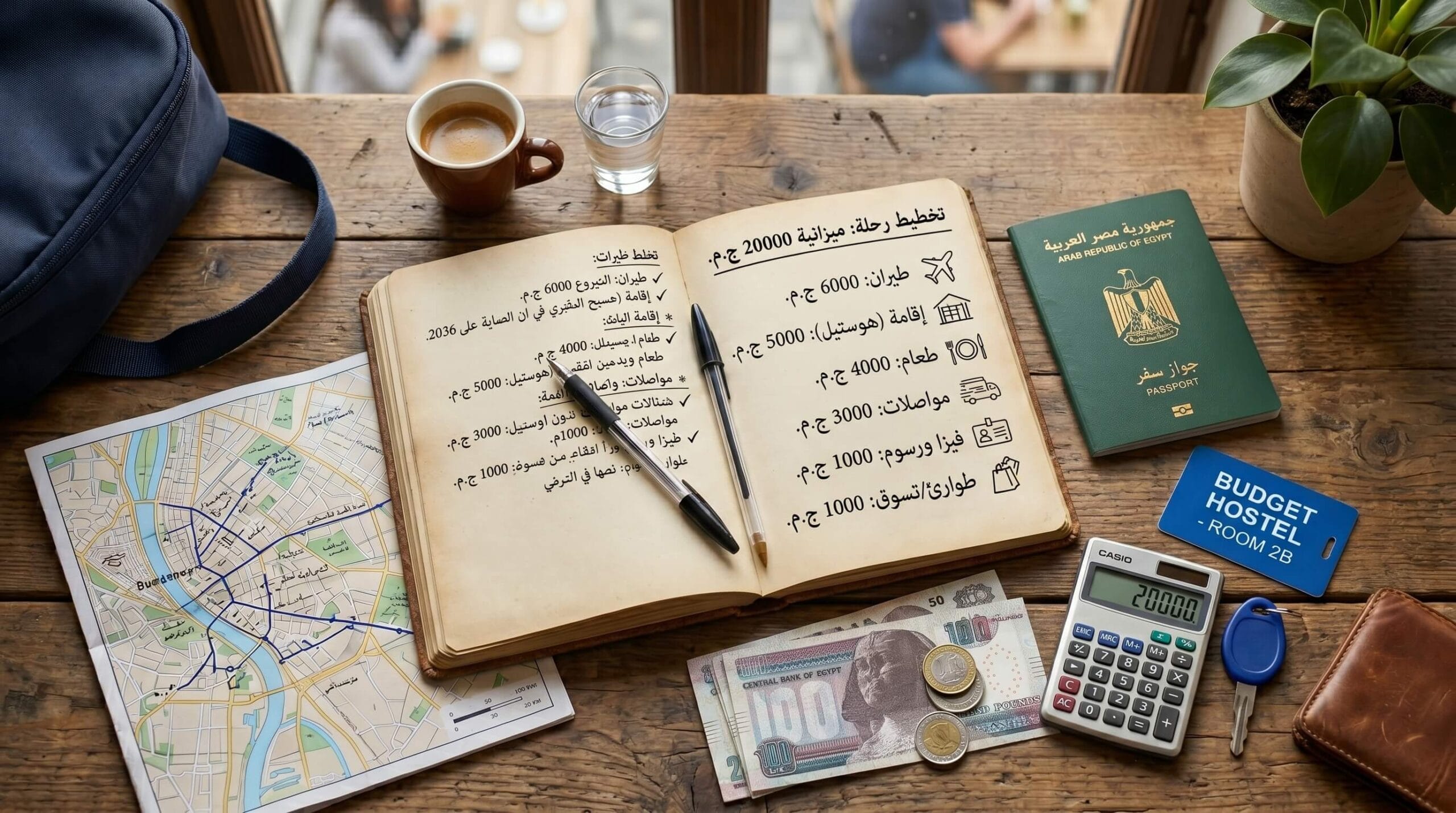 تقسيم ميزانية السفر ب 20000 جنيه في 2026