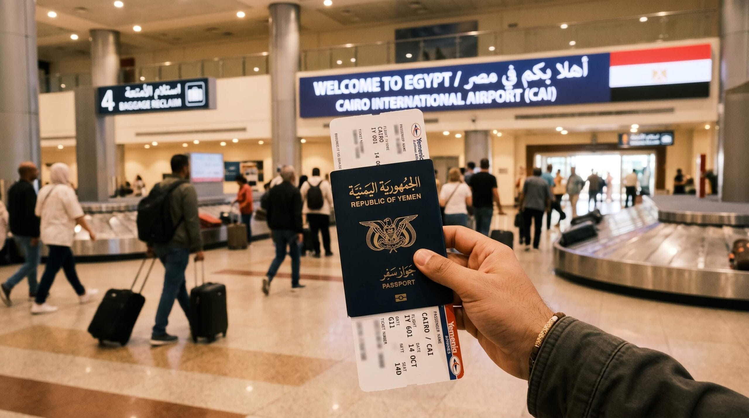 🇾🇪🇪🇬 فيزا مصر لليمنيين 2026: هل تحتاج موافقة أمنية؟ الشروط والأوراق 4 وصول اليمنيين إلى مصر بعد استخراج التأشيرة