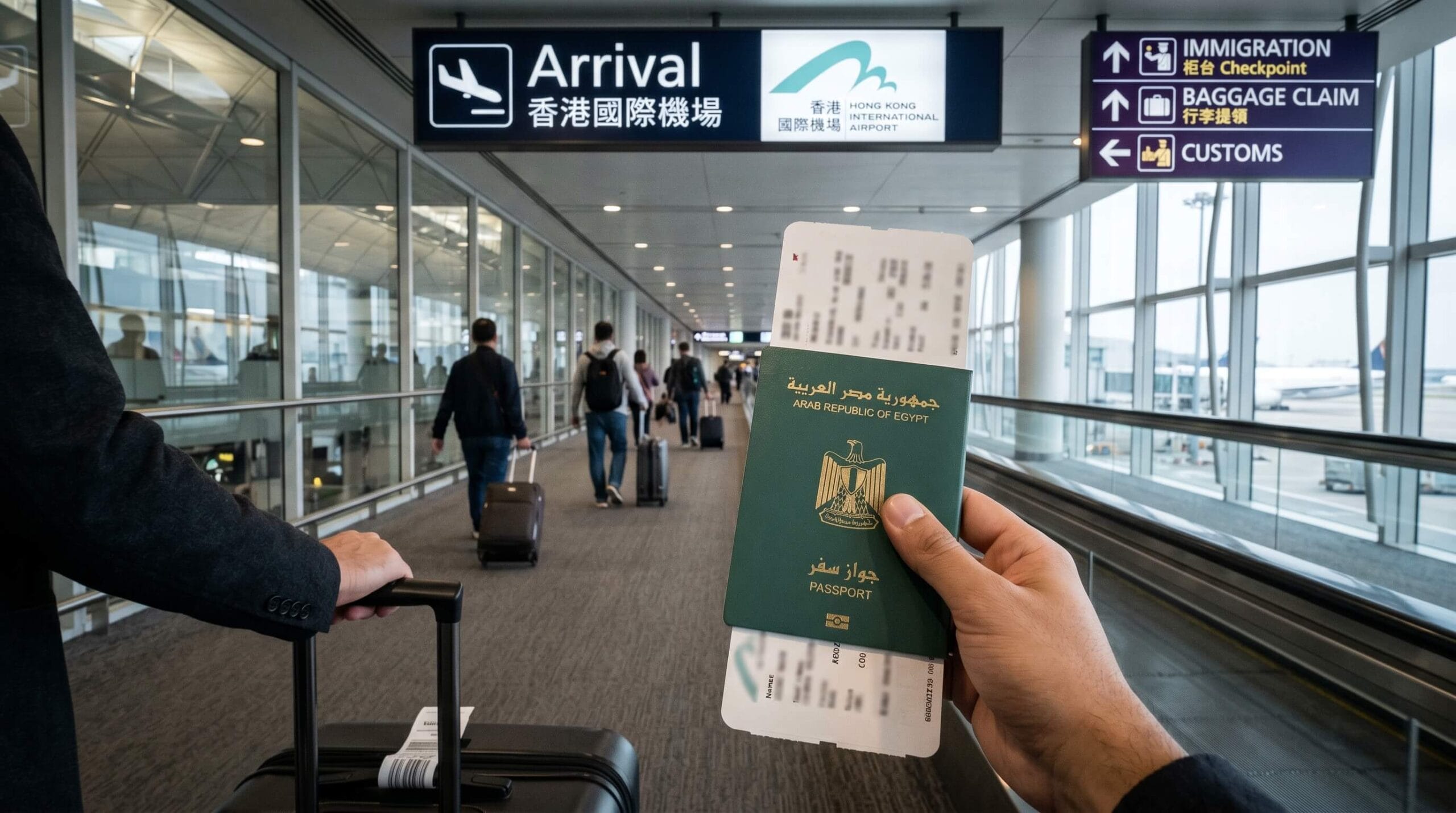 🇭🇰 فيزا هونج كونج للمصريين 2026: مفاجأة السفر إلى آسيا بدون فيزا لمدة 90 يوم 4 الوصول إلى هونج كونج للمصريين ومطار هونج كونج الدولي