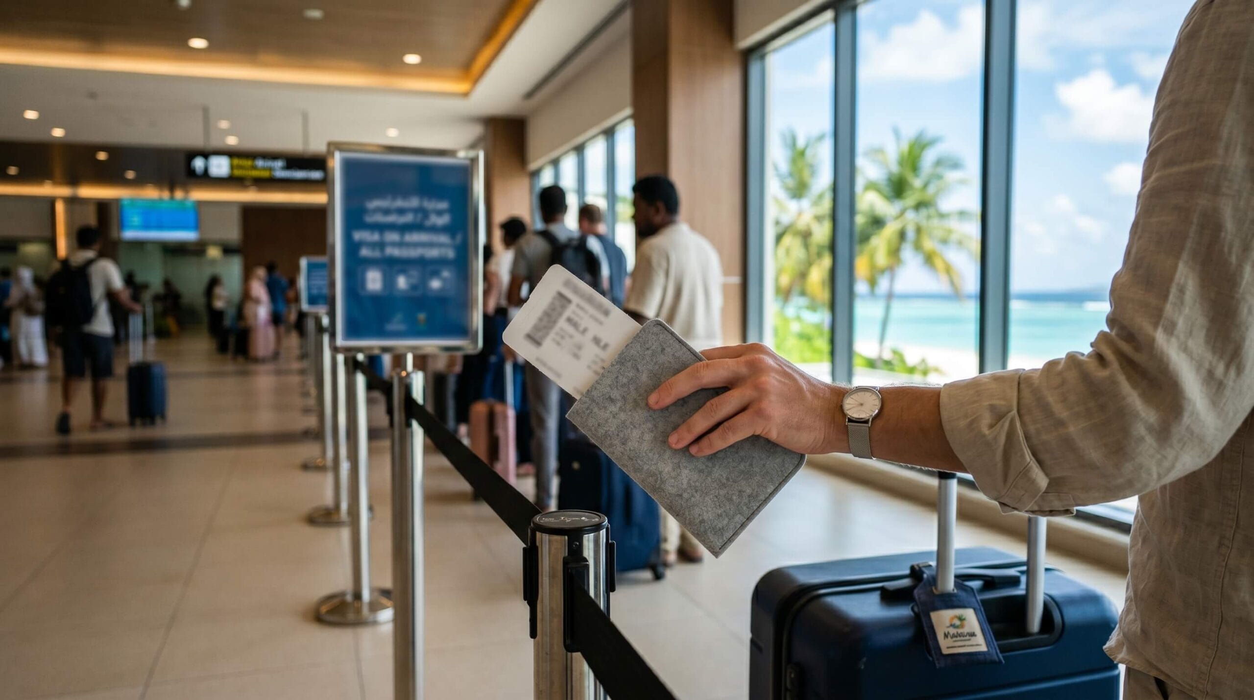 الوصول إلى مطار المالديف وإجراءات فيزا عند الوصول