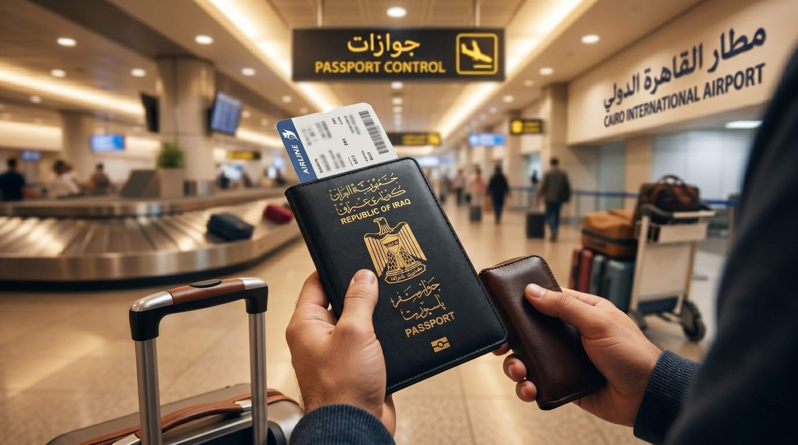 وصول العراقيين إلى مطار القاهرة