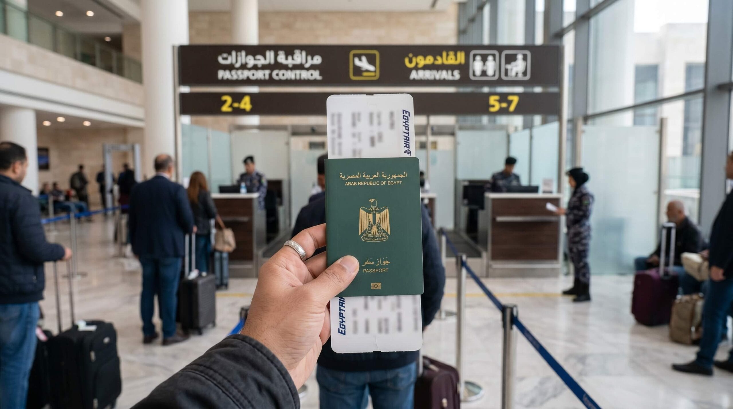 وصول مسافر مصري إلى مطار الملكة علياء في الأردن