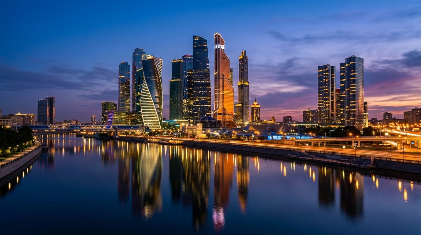 منظر موسكو ليلاً ضمن دليل تكلفة السفر إلى روسيا للسعوديين 2026