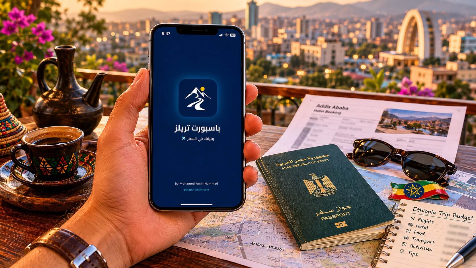 🇪🇹 تكلفة السفر إلى إثيوبيا من مصر 2026: كام يوم في أديس أبابا ولاليبيلا بكام؟ 7 تطبيق Passport Trails لتخطيط تكلفة السفر إلى إثيوبيا من مصر 2026