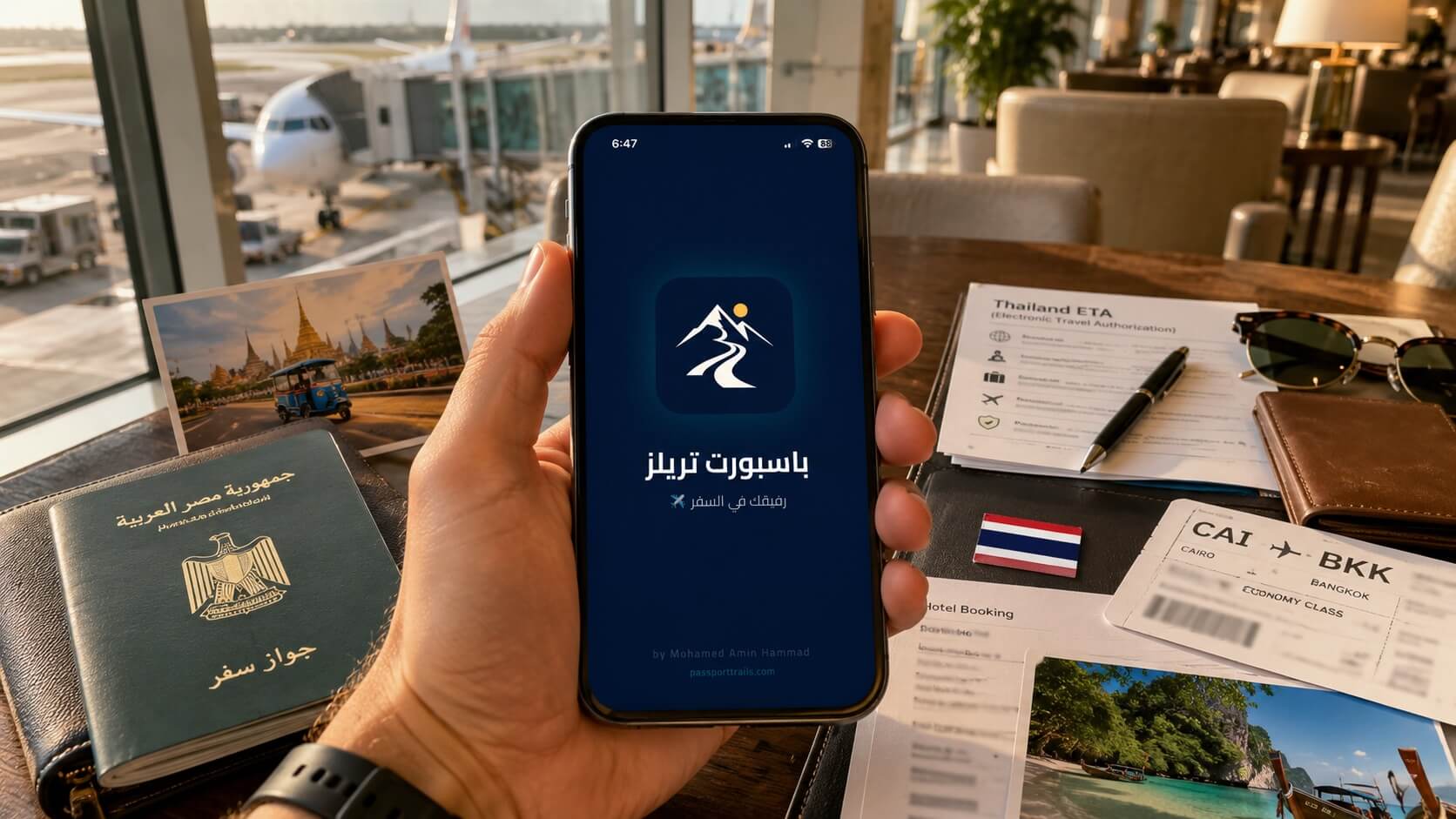 🇹🇭 فيزا تايلاند للمصريين 2026: eVisa أونلاين + TDAC قبل السفر 9 تطبيق Passport Trails لتخطيط رحلة تايلاند ومعرفة فيزا تايلاند للمصريين