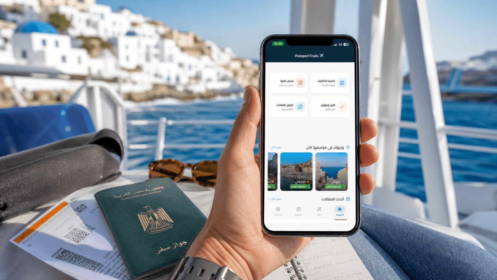 تطبيق Passport Trails لتخطيط رحلة اليونان وفيزا الشنجن