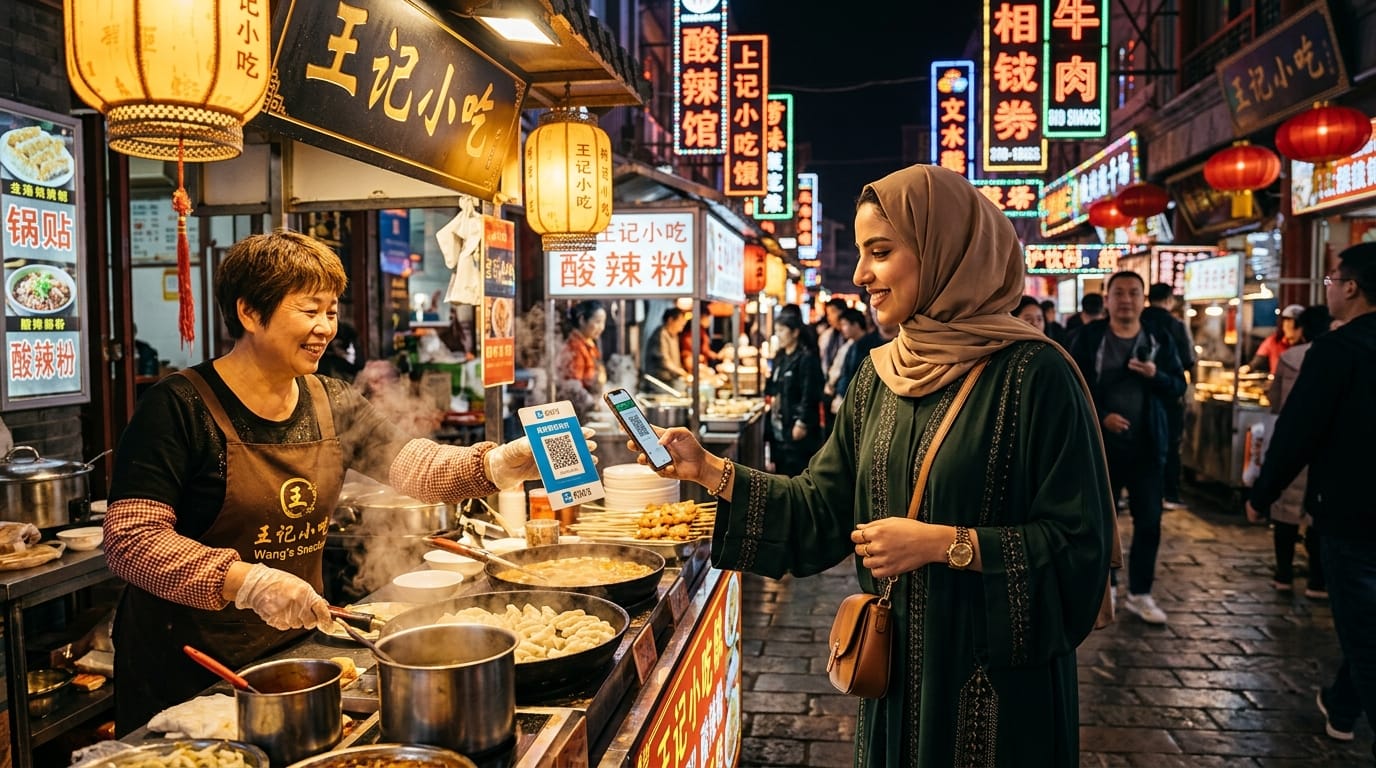 مسافرة سعودية تستخدم Alipay لشراء الأكل من بائع متجول في بكين