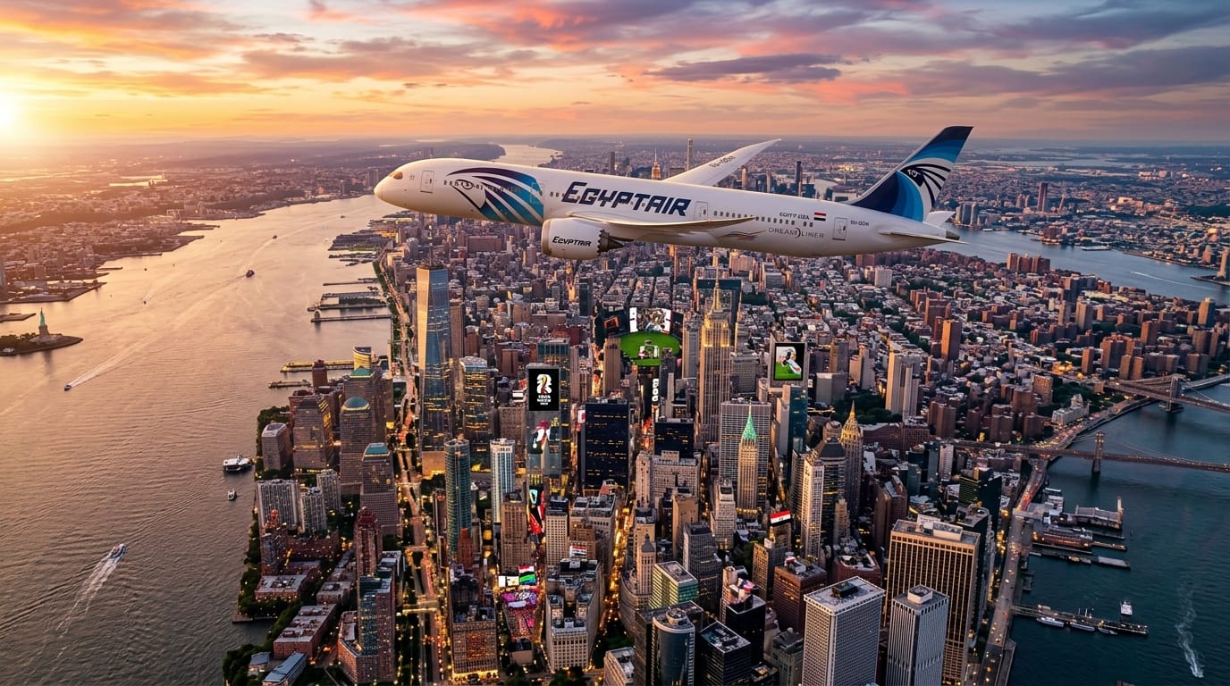 طيارة فوق نيويورك في موسم كأس العالم 2026