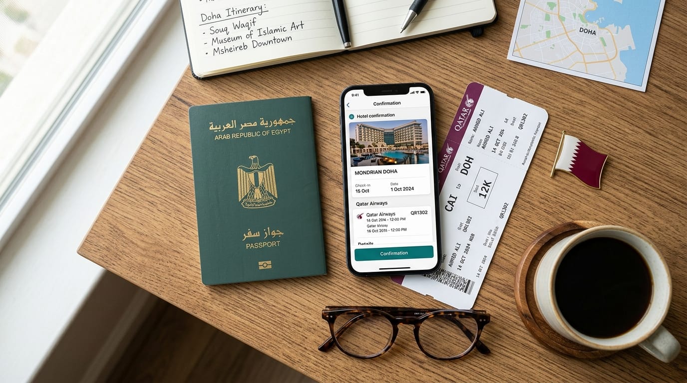 فيزا الدوحة للمصريين، جواز سفر مصري وتجهيزات السفر إلى قطر