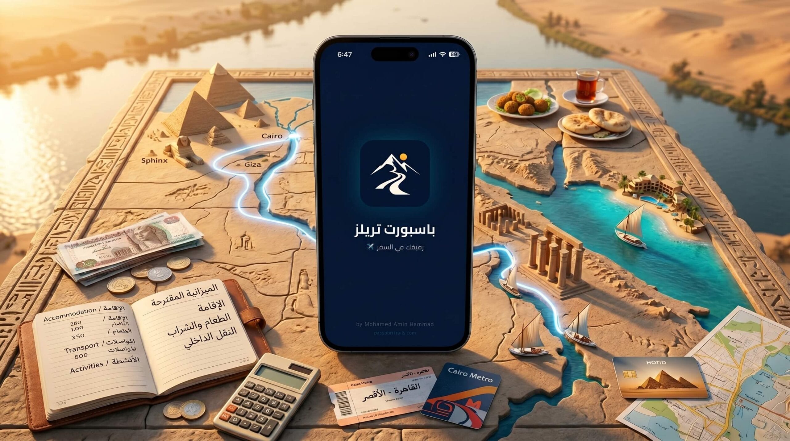 تطبيق Passport Trails لتخطيط ميزانية السفر إلى مصر