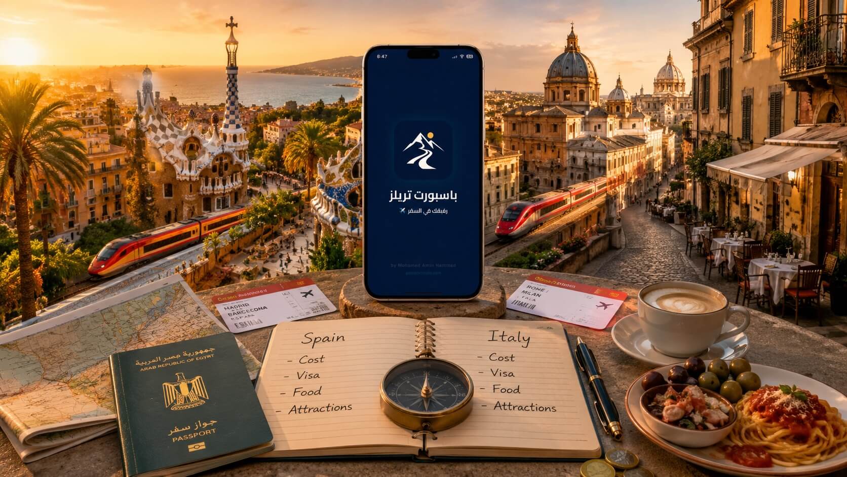 تطبيق Passport Trails للمقارنة بين السفر إلى إسبانيا وإيطاليا