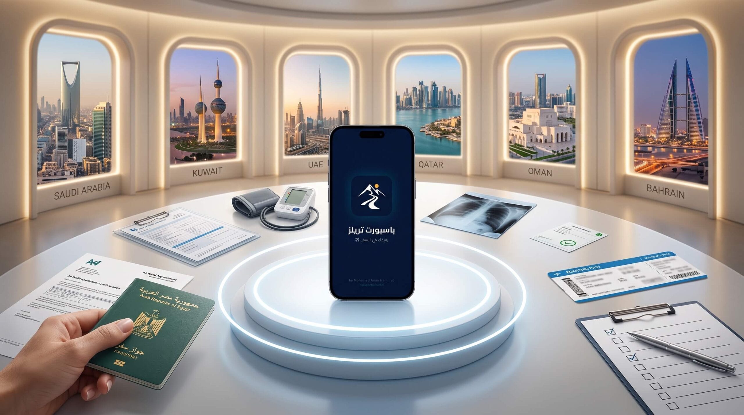 تطبيق Passport Trails ودليل حجز وافد والكشف الطبي للسفر