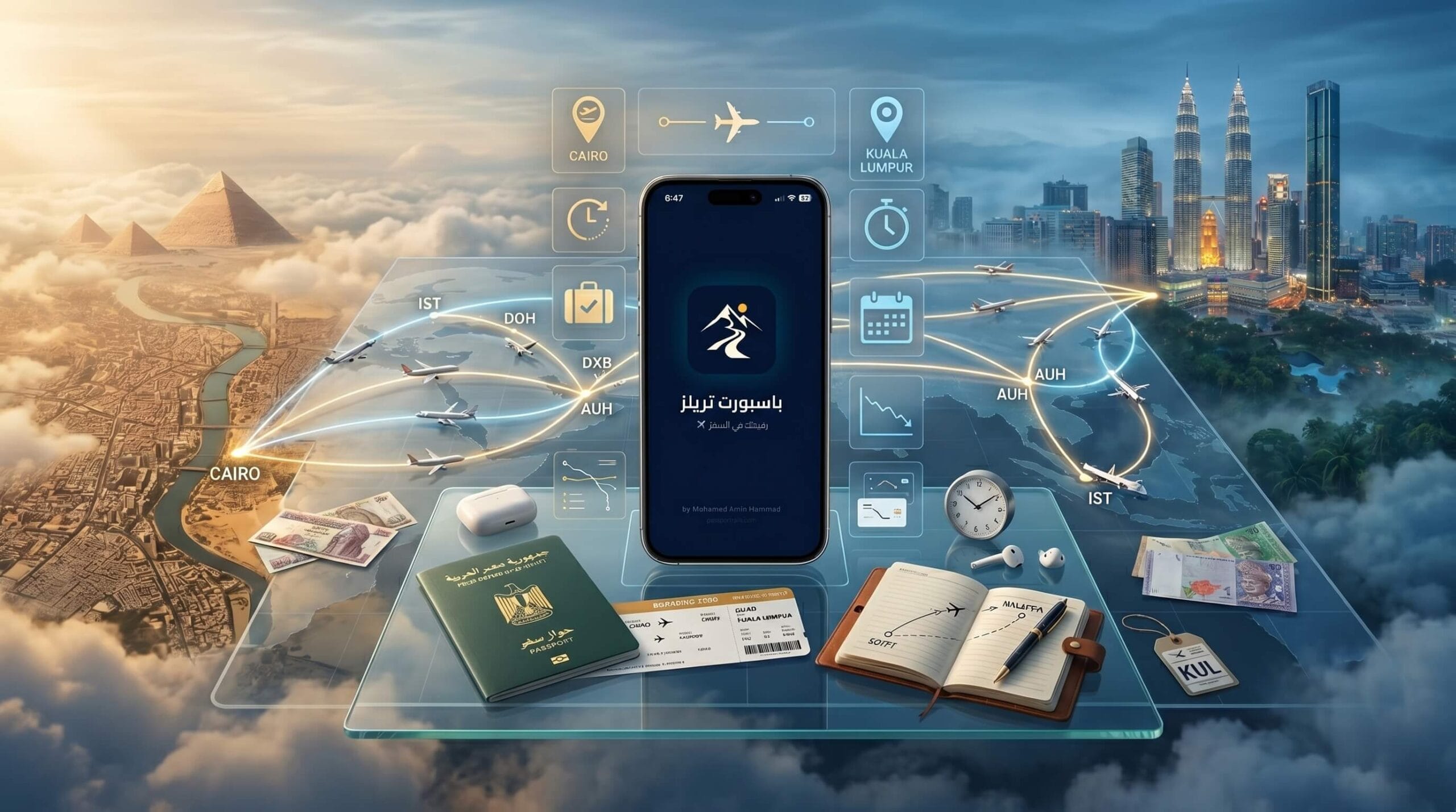 تطبيق Passport Trails لمتابعة أسعار تذكرة ماليزيا من مصر