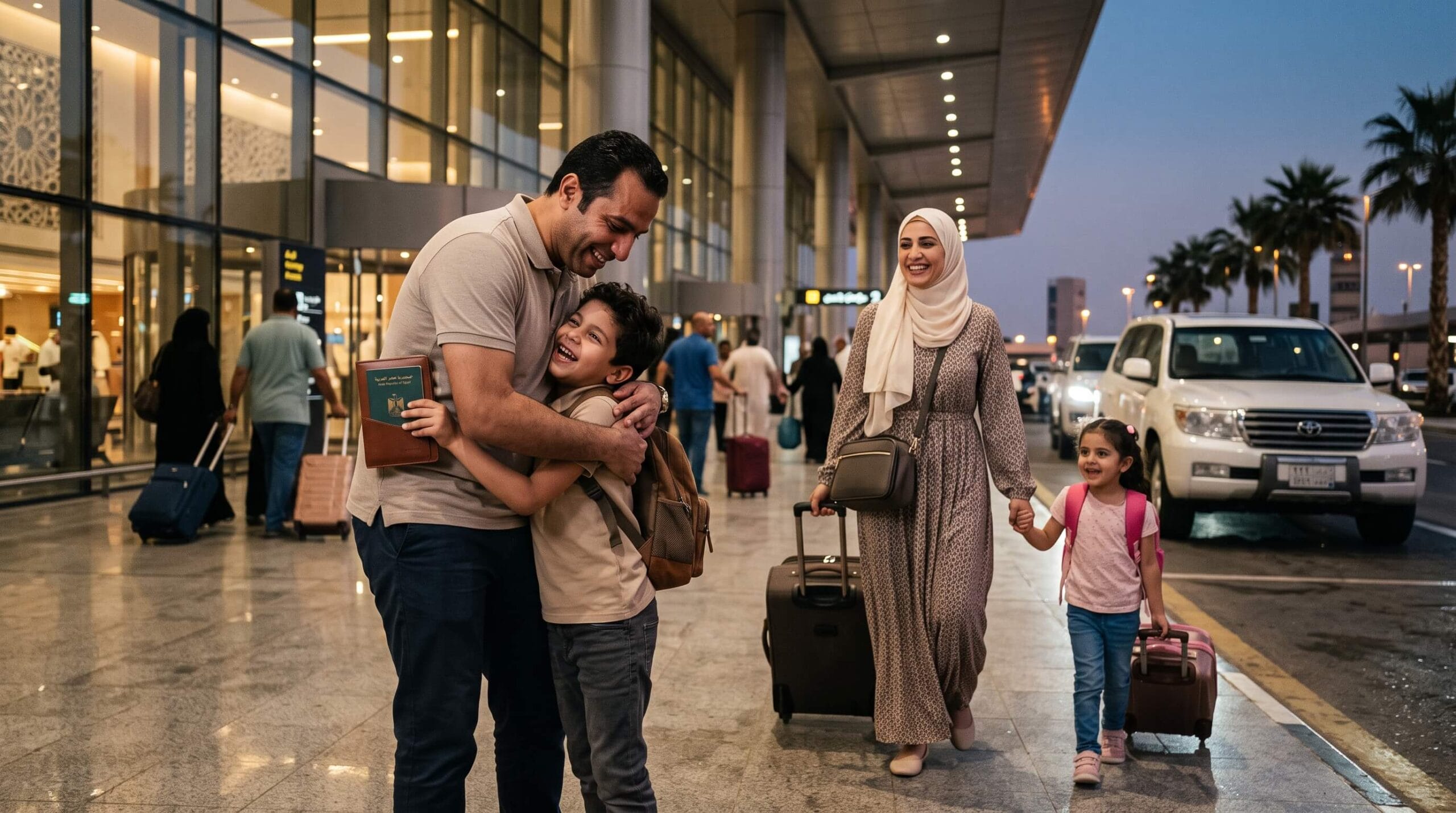 وصول الزوجة والأولاد إلى السعودية بعد الموافقة على الاستقدام