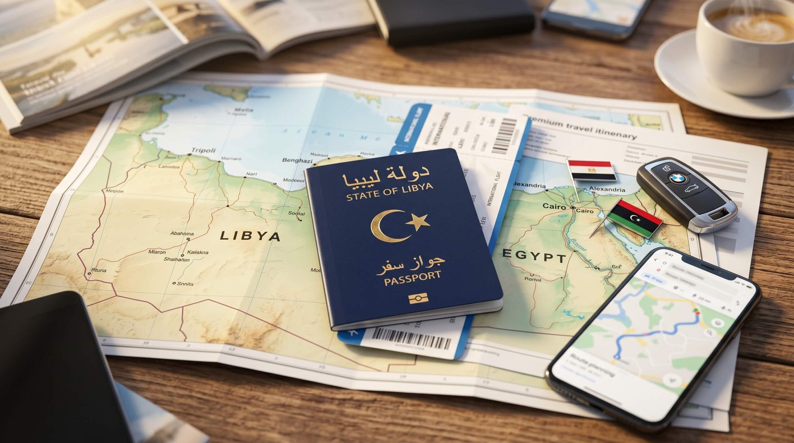 السفر من ليبيا إلى مصر جوًا أو برًا وخريطة ليبيا ومصر