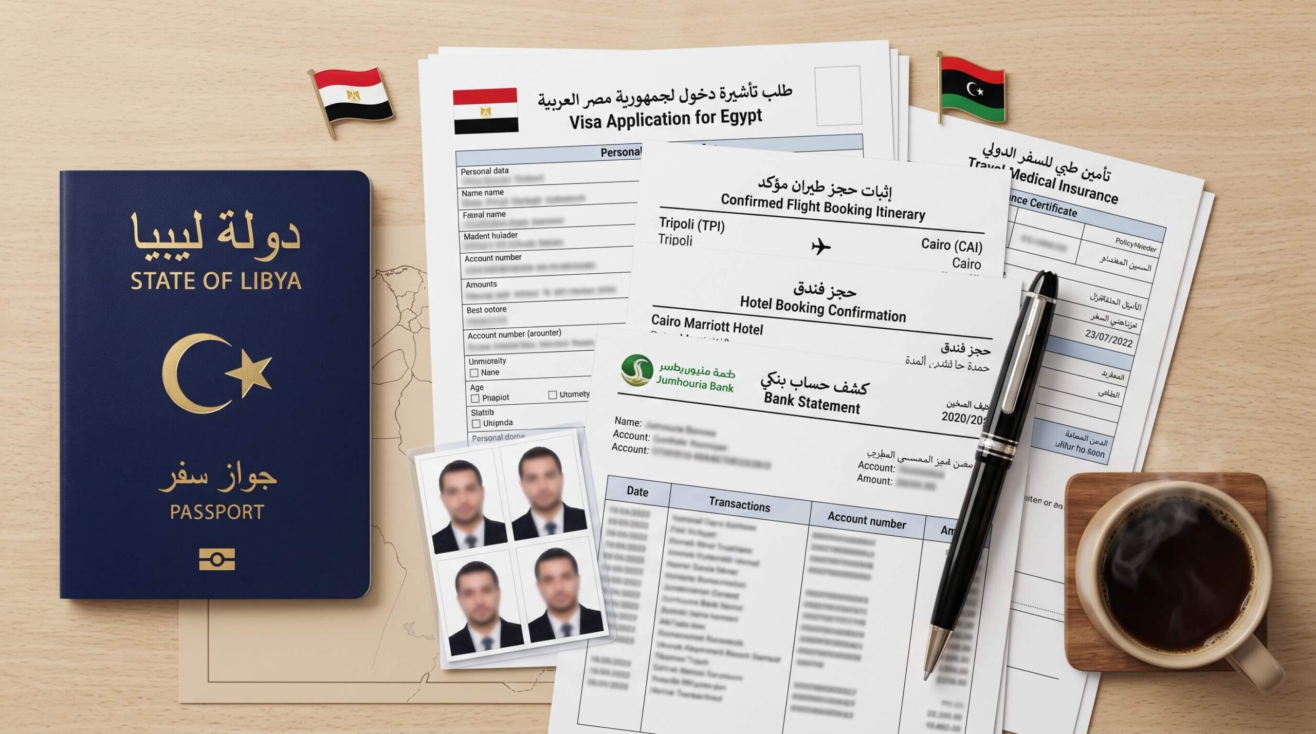 أوراق فيزا مصر لليبيين وجواز سفر ليبي وتذاكر السفر