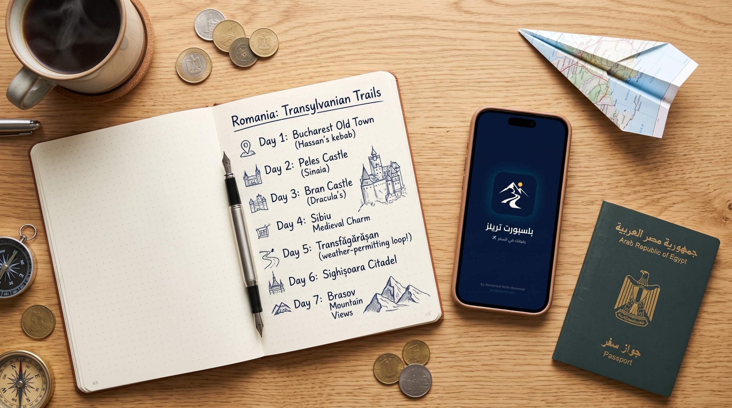 تطبيق Passport Trails - تكلفة السفر إلى رومانيا للمصريين