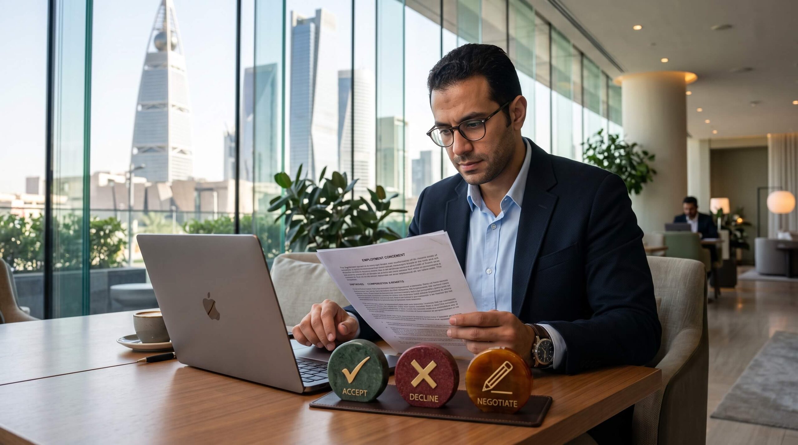 🇸🇦 عقد العمل السعودي للمصريين 2026: إزاي تتأكد من العقد على قوى قبل ما توافق؟ 4 اختيارات مراجعة عقد العمل السعودي بين الموافقة والرفض وطلب التعديل.