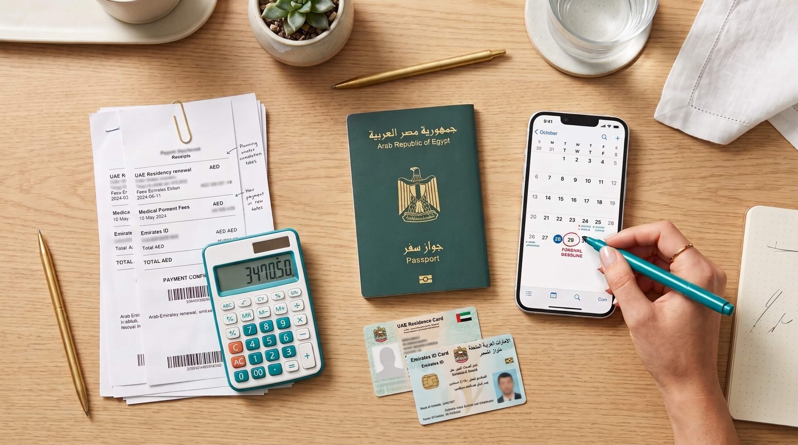 تجديد الإقامة في الإمارات للمصريين 2026: الشروط والرسوم والخطوات 6 تقويم ورسوم منفصلة لتجديد الإقامة والهوية في الإمارات