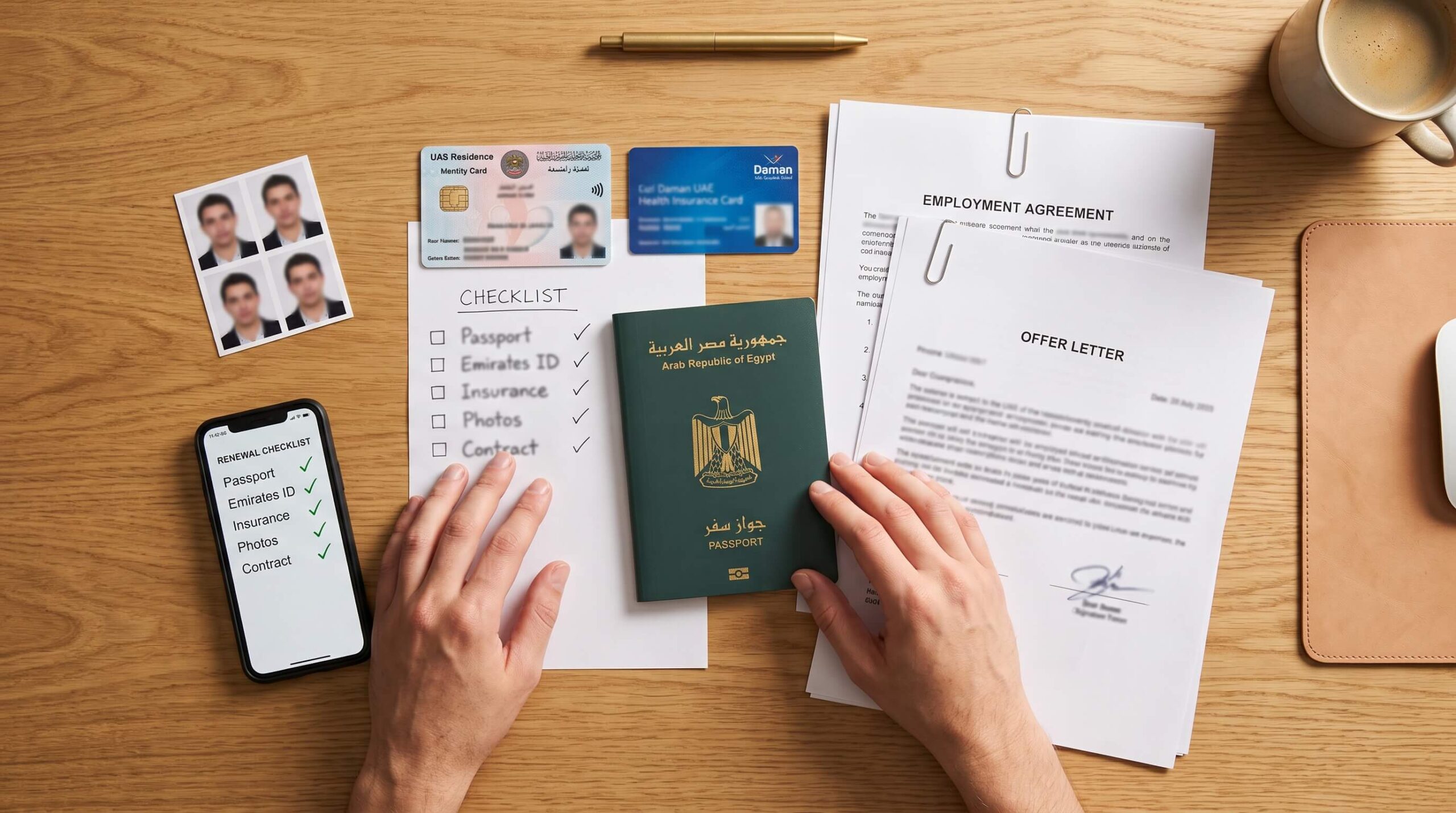 تجديد الإقامة في الإمارات للمصريين 2026: الشروط والرسوم والخطوات 4 ملف مستندات مرتب لتجديد الإقامة في الإمارات
