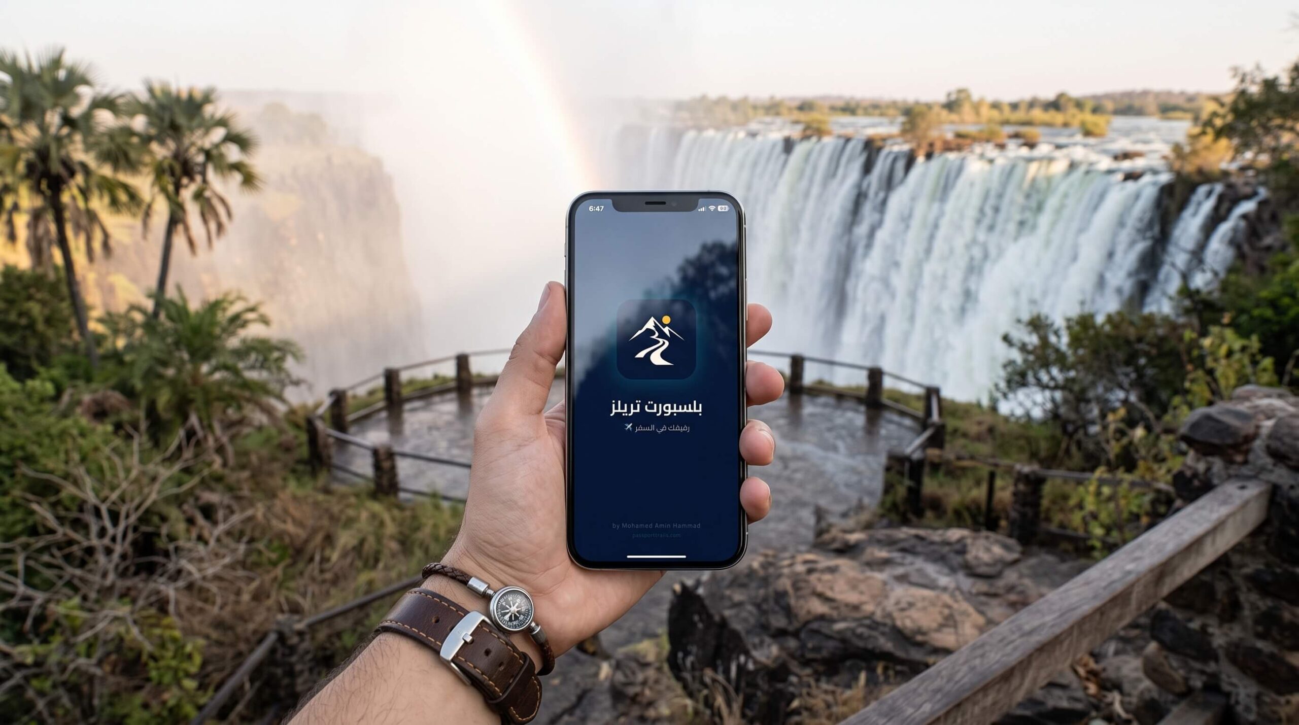 تطبيق Passport Trails مع سياق تخطيط رحلة إلى زيمبابوي