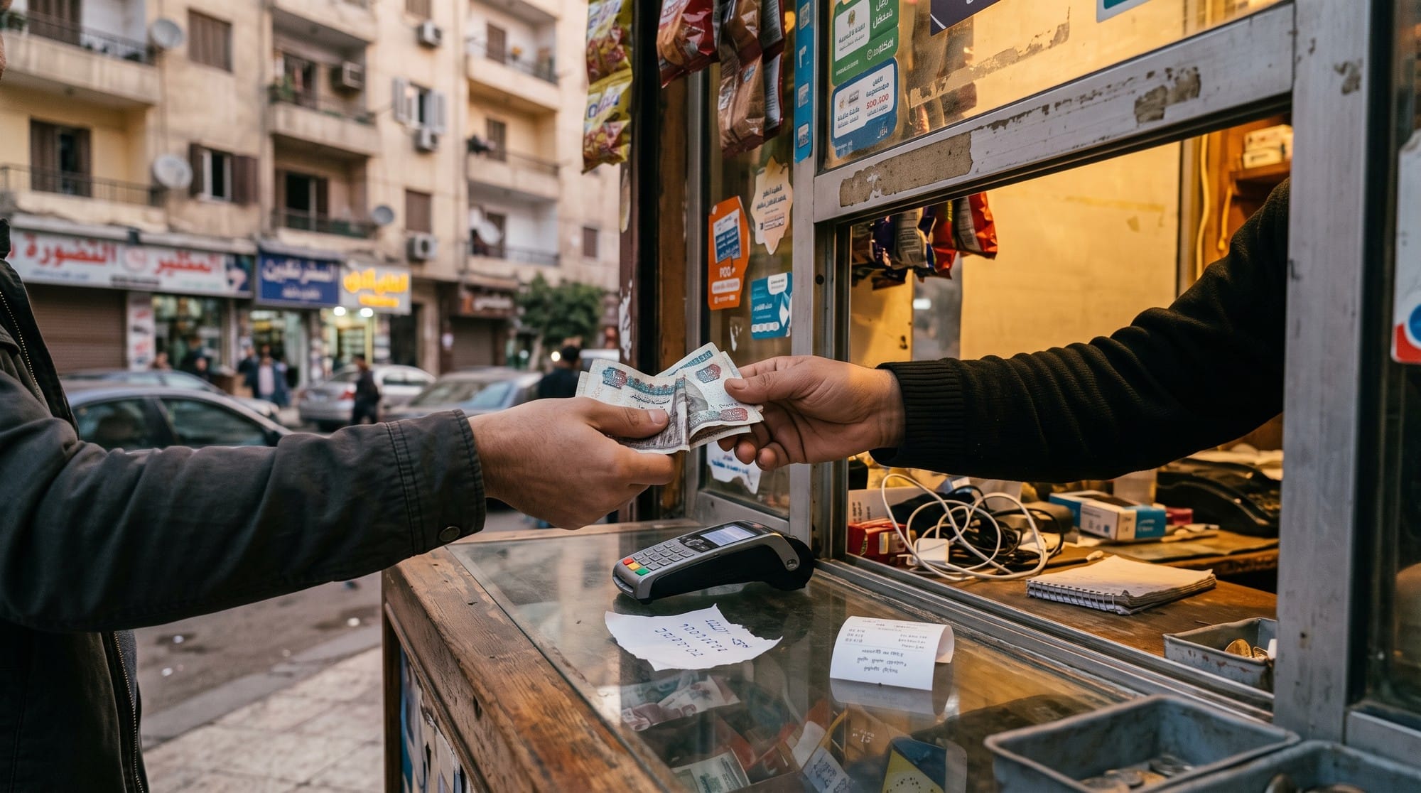 جمارك الموبايل 2026: رسوم الموبايل والأجهزة الجاية من الخارج وإزاي تسجلها في تطبيق تليفوني 17 شخص بيدفع فلوس كاش من شباك كشك في الشارع والبائع بياخدها، وعلى الكاونتر ماكينة دفع وإيصال ورقي